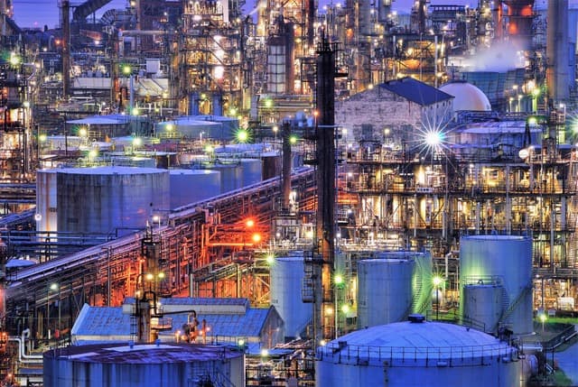 Refinery at night